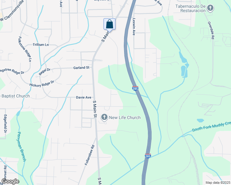map of restaurants, bars, coffee shops, grocery stores, and more near 305 Walnut Hollow Court in Winston-Salem