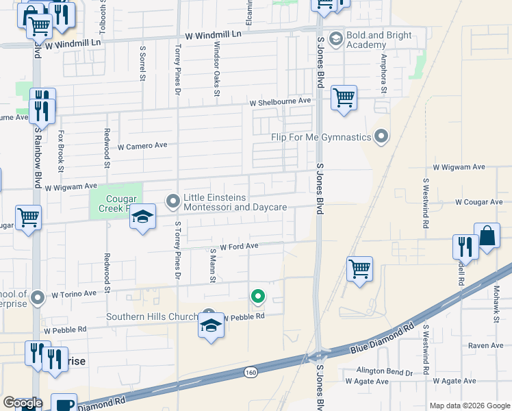 map of restaurants, bars, coffee shops, grocery stores, and more near in Las Vegas