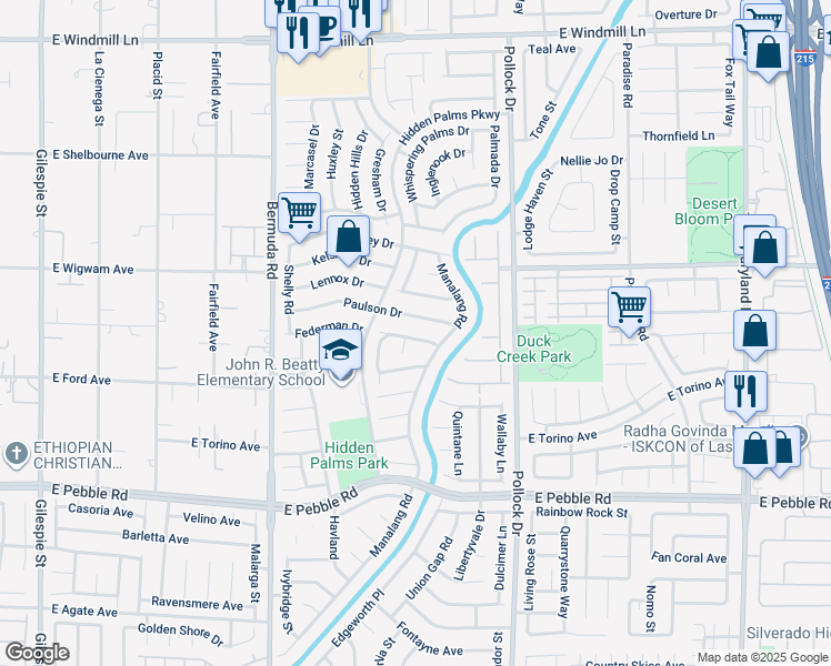 map of restaurants, bars, coffee shops, grocery stores, and more near 640 Thornewood Place in Las Vegas