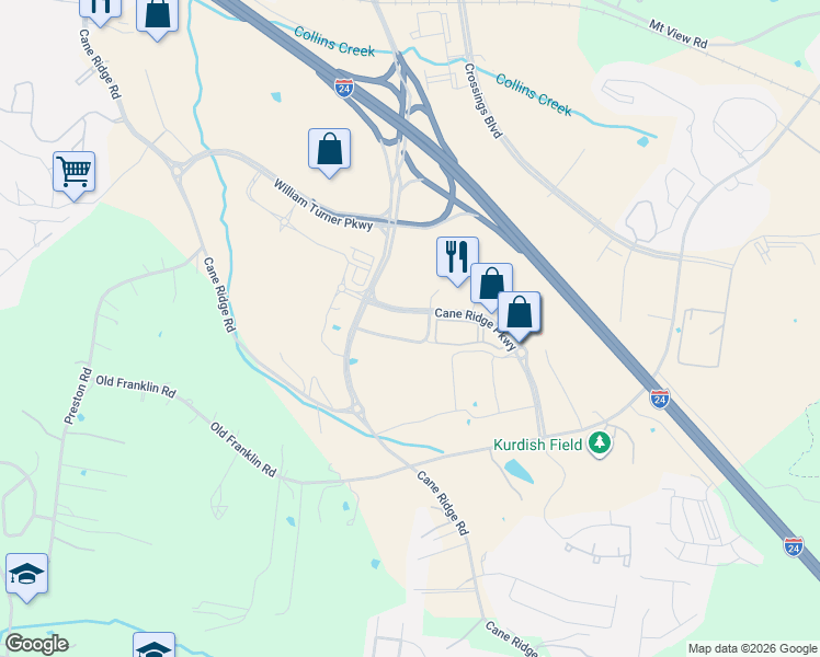 map of restaurants, bars, coffee shops, grocery stores, and more near 4071 Cane Ridge Parkway in Nashville