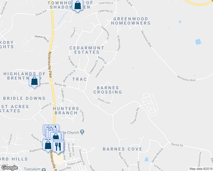 map of restaurants, bars, coffee shops, grocery stores, and more near 1786 Red Jacket Drive in Nashville
