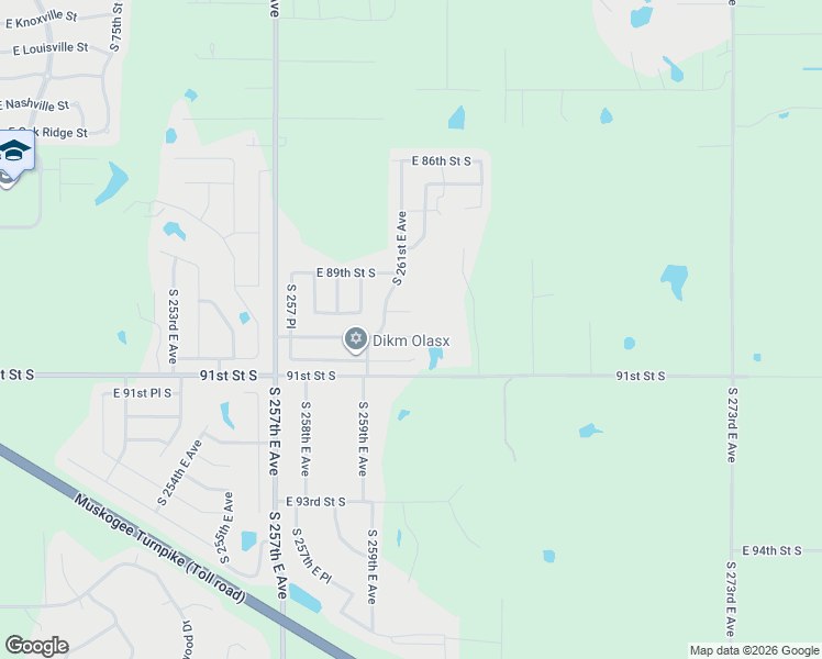 map of restaurants, bars, coffee shops, grocery stores, and more near 26165 East 90th Street South in Broken Arrow