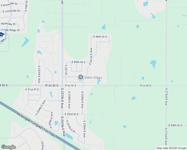map of restaurants, bars, coffee shops, grocery stores, and more near 26165 East 90th Street South in Broken Arrow
