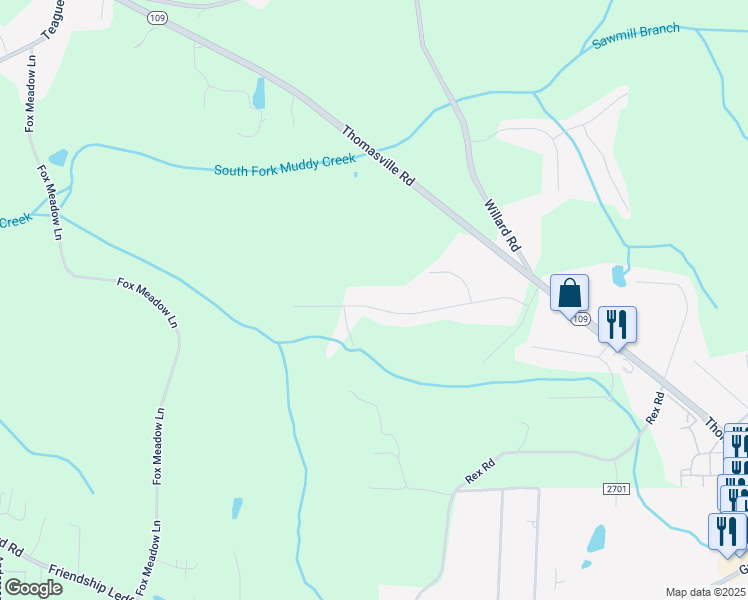 map of restaurants, bars, coffee shops, grocery stores, and more near 4055 Langden Road in Winston-Salem