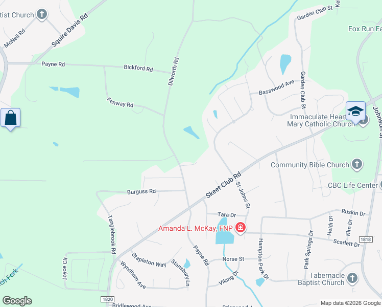 map of restaurants, bars, coffee shops, grocery stores, and more near 218 Dillworth Road in High Point