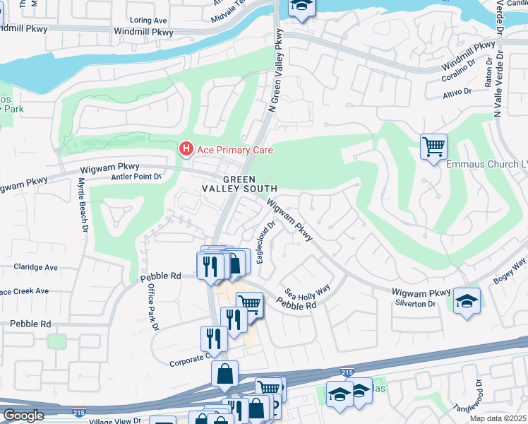 map of restaurants, bars, coffee shops, grocery stores, and more near 94 Magical Mystery Lane in Henderson