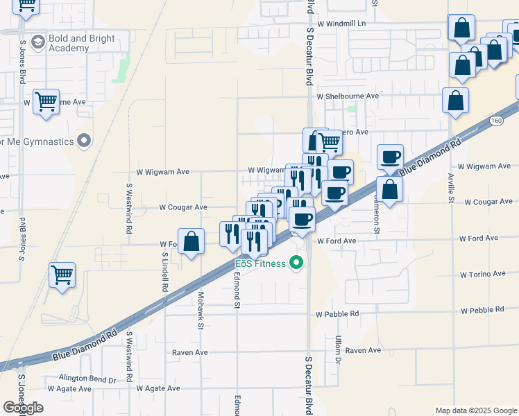 map of restaurants, bars, coffee shops, grocery stores, and more near 8605 Nature Scene Drive in Las Vegas
