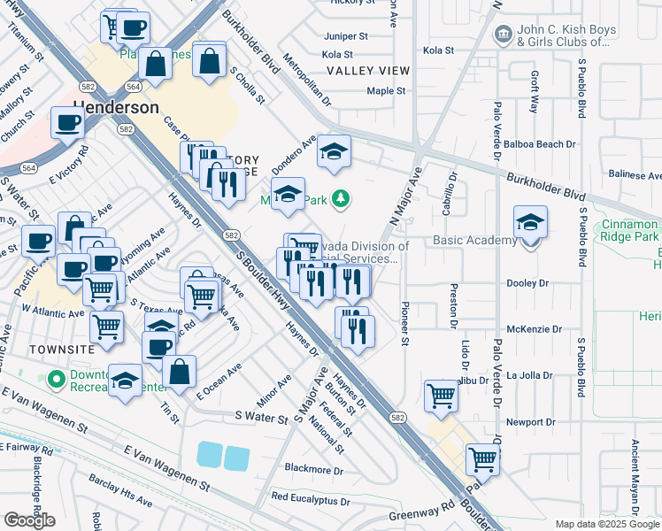 map of restaurants, bars, coffee shops, grocery stores, and more near 532 South Boulder Highway in Henderson
