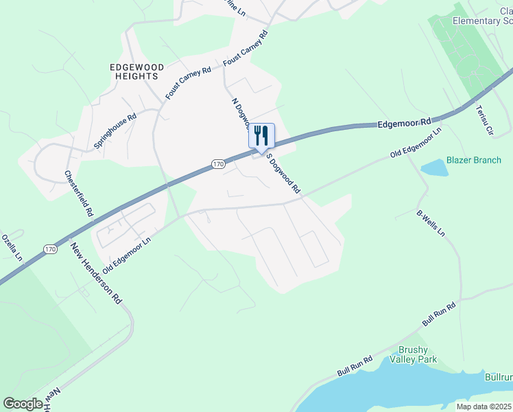 map of restaurants, bars, coffee shops, grocery stores, and more near 431 Old Edgemoor Lane in Powell