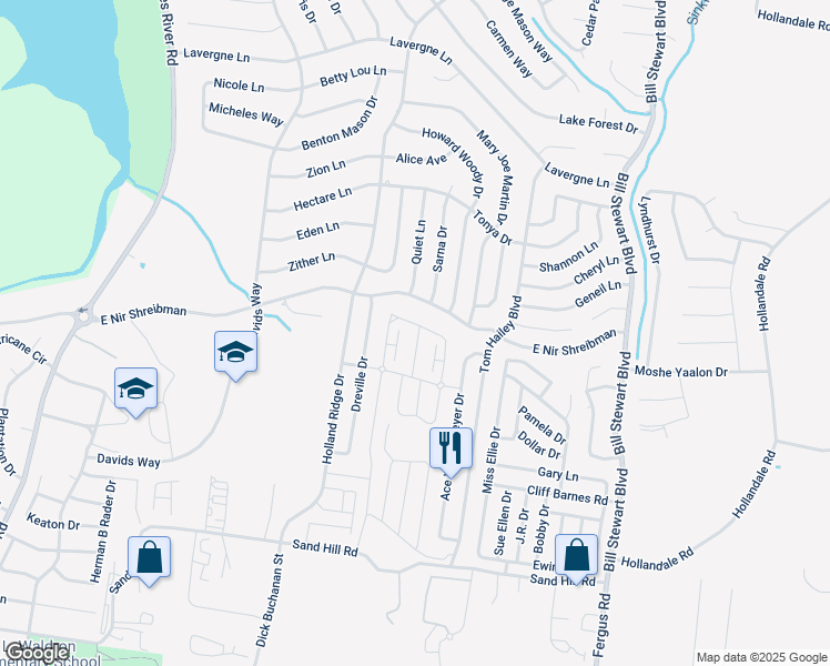 map of restaurants, bars, coffee shops, grocery stores, and more near in La Vergne