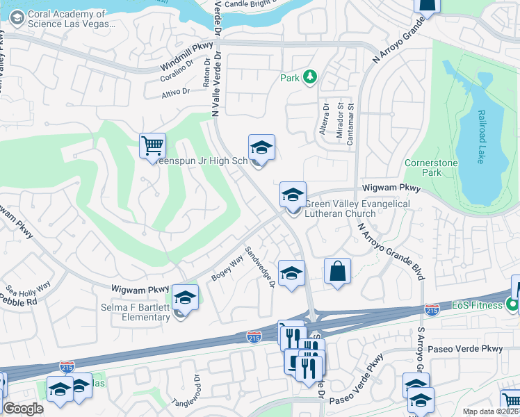 map of restaurants, bars, coffee shops, grocery stores, and more near 1802 Alisal Court in Henderson