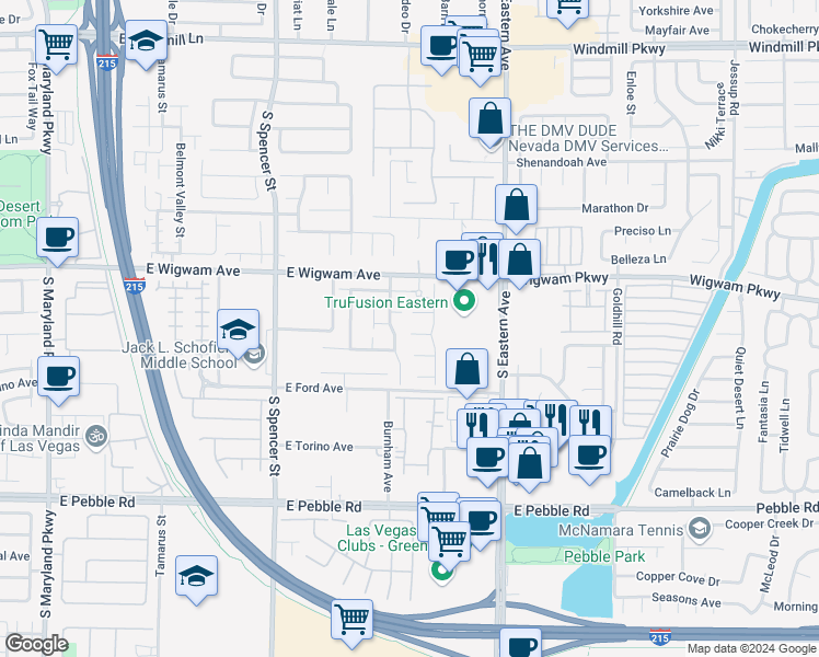 map of restaurants, bars, coffee shops, grocery stores, and more near 2162 HAYPENNY Court in Las Vegas