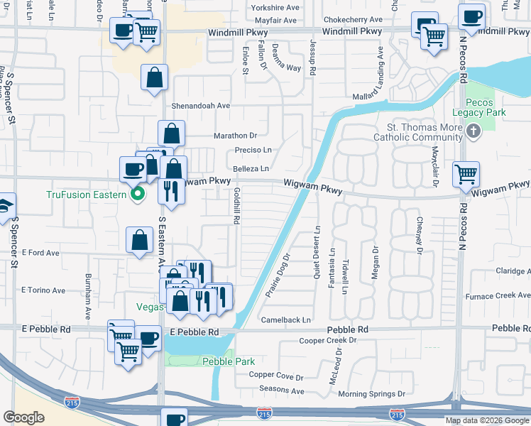 map of restaurants, bars, coffee shops, grocery stores, and more near in Henderson