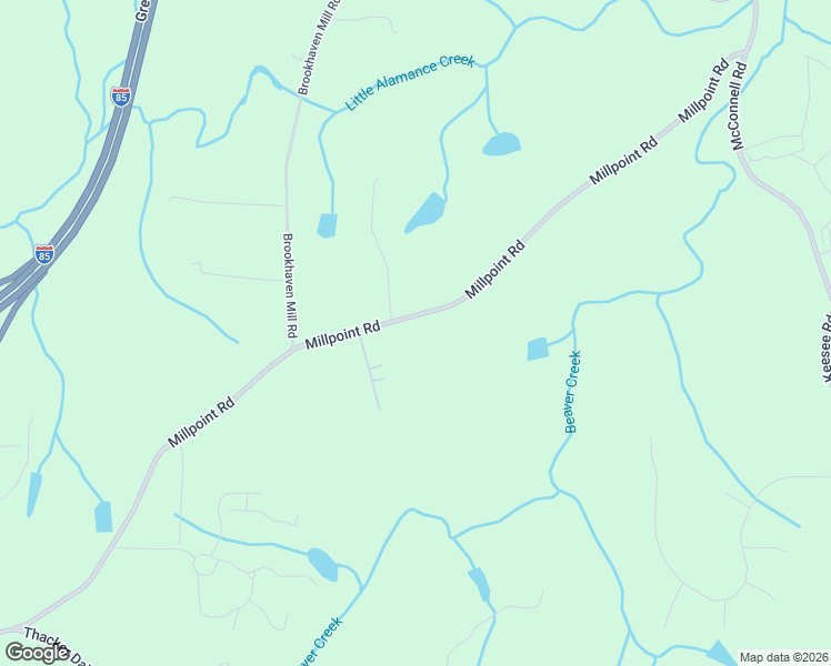 map of restaurants, bars, coffee shops, grocery stores, and more near 5036 Millpoint Road in Greensboro