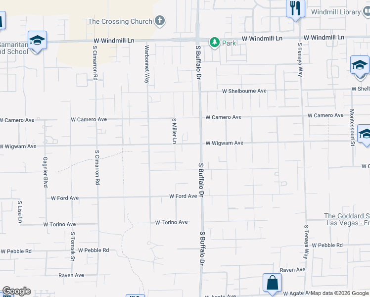 map of restaurants, bars, coffee shops, grocery stores, and more near 7851 West Wigwam Avenue in Las Vegas