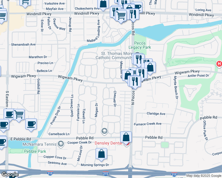 map of restaurants, bars, coffee shops, grocery stores, and more near 59 Pleasant Dale Drive in Henderson