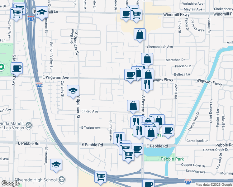 map of restaurants, bars, coffee shops, grocery stores, and more near 2169 HAYPENNY Court in Las Vegas