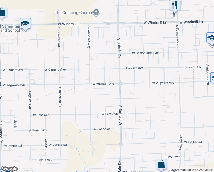 map of restaurants, bars, coffee shops, grocery stores, and more near 7859 West Wigwam Avenue in Las Vegas