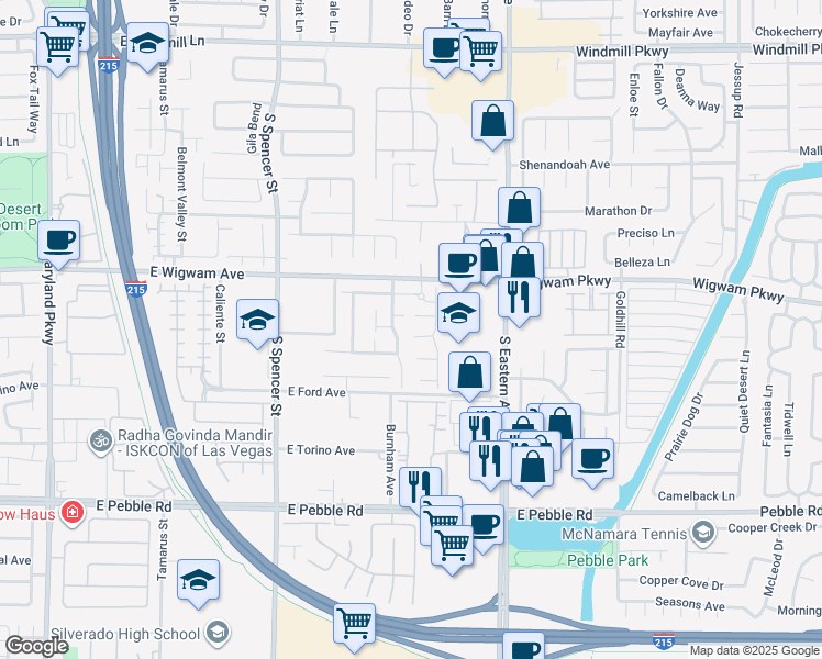 map of restaurants, bars, coffee shops, grocery stores, and more near 2169 HAYPENNY Court in Las Vegas