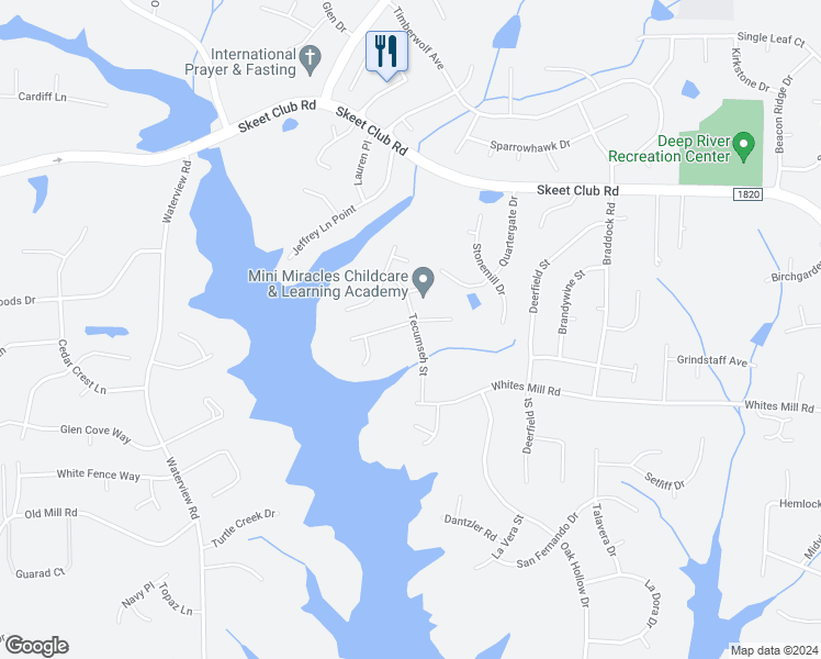 map of restaurants, bars, coffee shops, grocery stores, and more near 3028 Havasu Way in High Point