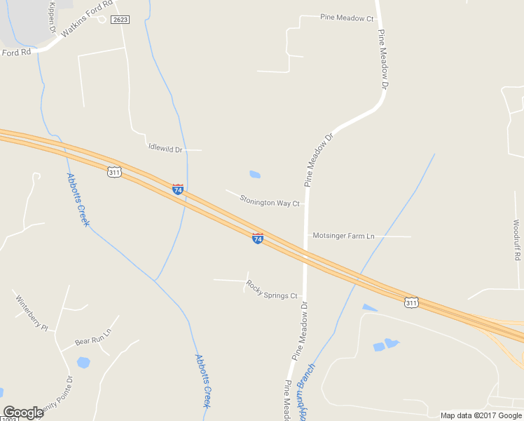 map of restaurants, bars, coffee shops, grocery stores, and more near 7729 Stonington Way Court in Kernersville