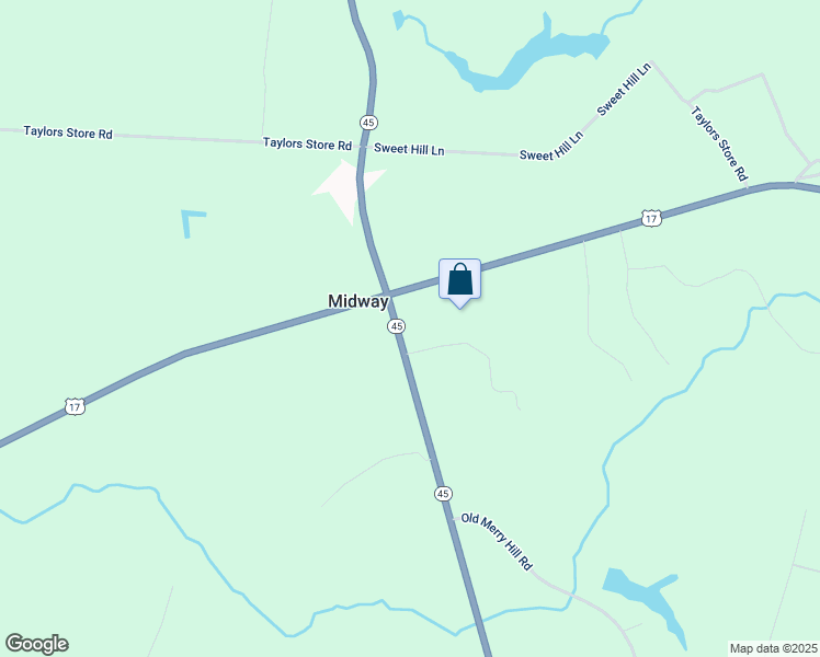 map of restaurants, bars, coffee shops, grocery stores, and more near 109 North Carolina 45 in Merry Hill