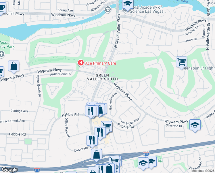 map of restaurants, bars, coffee shops, grocery stores, and more near 2176 McCartney Court in Henderson