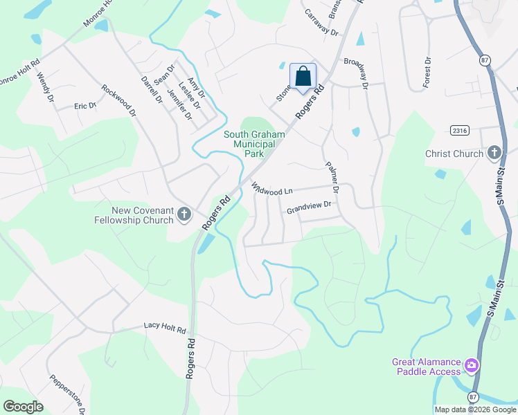 map of restaurants, bars, coffee shops, grocery stores, and more near 1907 Meadowview Drive in Graham