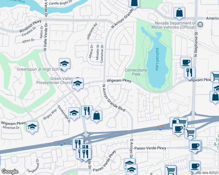 map of restaurants, bars, coffee shops, grocery stores, and more near 1692 Long Horizon Lane in Henderson