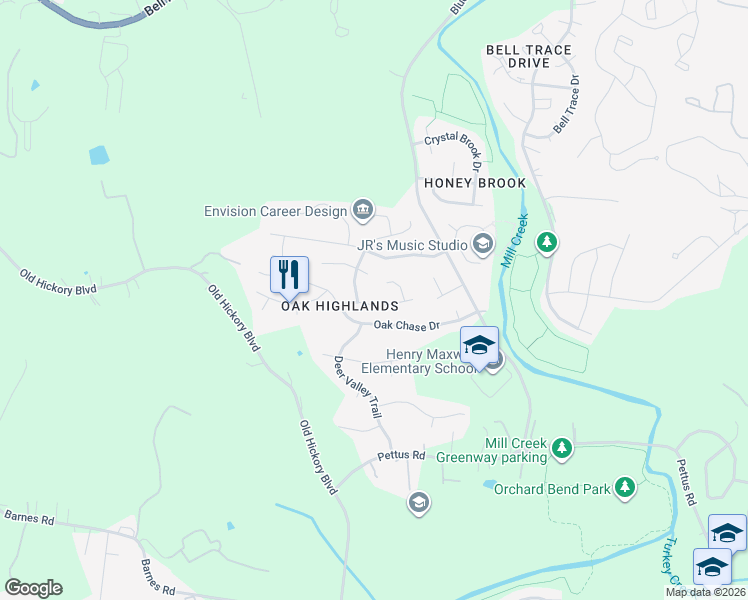 map of restaurants, bars, coffee shops, grocery stores, and more near 5237 Ridgefalls Way in Nashville