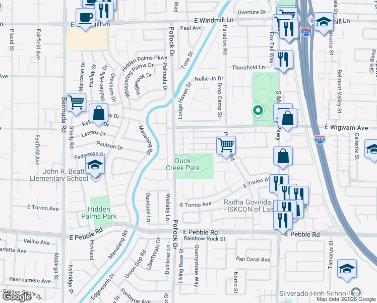 map of restaurants, bars, coffee shops, grocery stores, and more near 857 Park Walk Avenue in Las Vegas