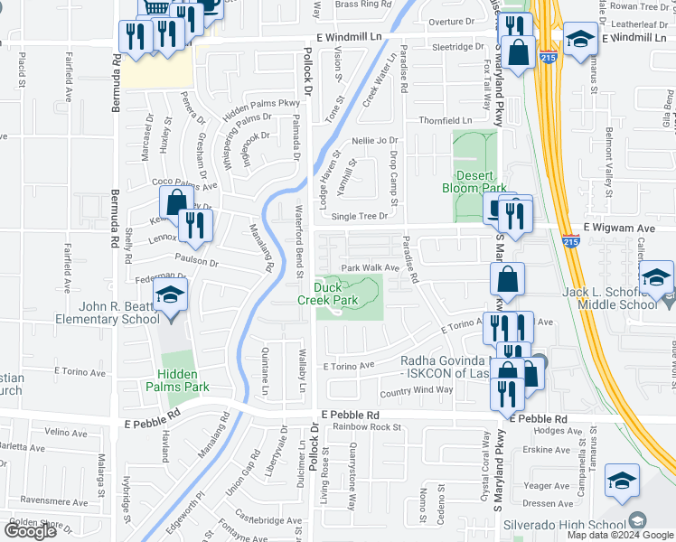 map of restaurants, bars, coffee shops, grocery stores, and more near 857 Park Walk Avenue in Las Vegas