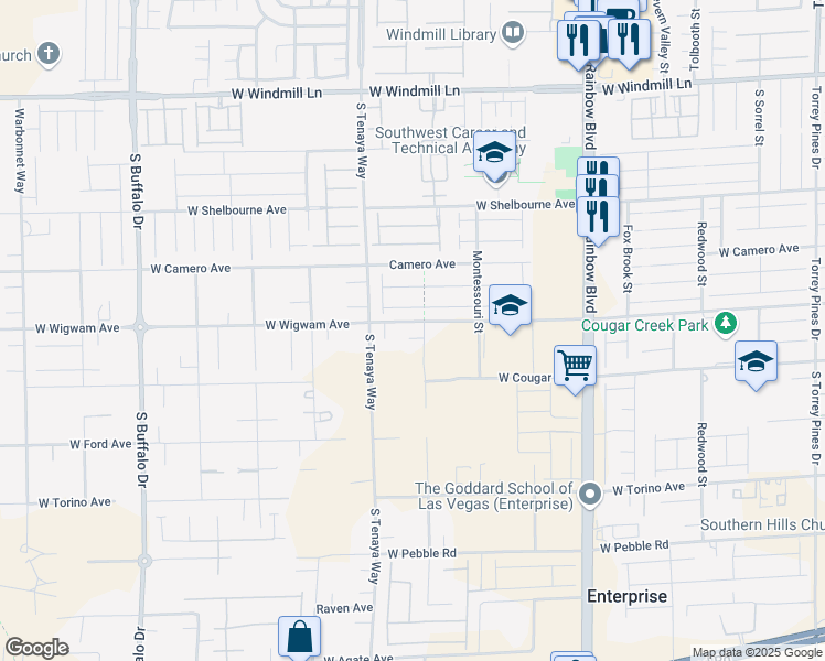 map of restaurants, bars, coffee shops, grocery stores, and more near 8515 Belcastro Street in Las Vegas