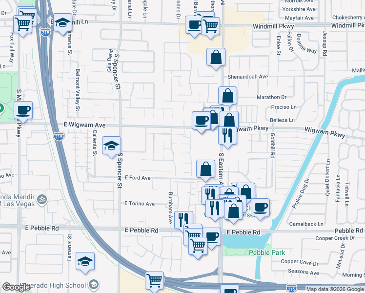 map of restaurants, bars, coffee shops, grocery stores, and more near 2169 HAYPENNY Court in Las Vegas