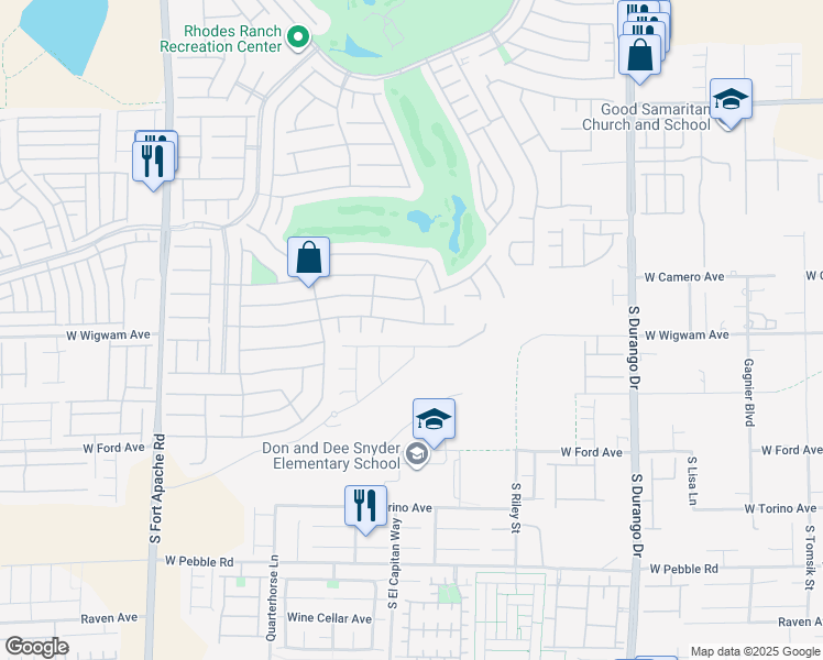map of restaurants, bars, coffee shops, grocery stores, and more near 35 Augusta Course Avenue in Las Vegas