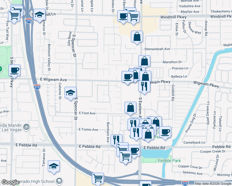 map of restaurants, bars, coffee shops, grocery stores, and more near 2169 HAYPENNY Court in Las Vegas