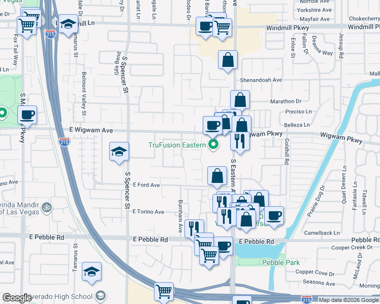 map of restaurants, bars, coffee shops, grocery stores, and more near 2169 HAYPENNY Court in Las Vegas