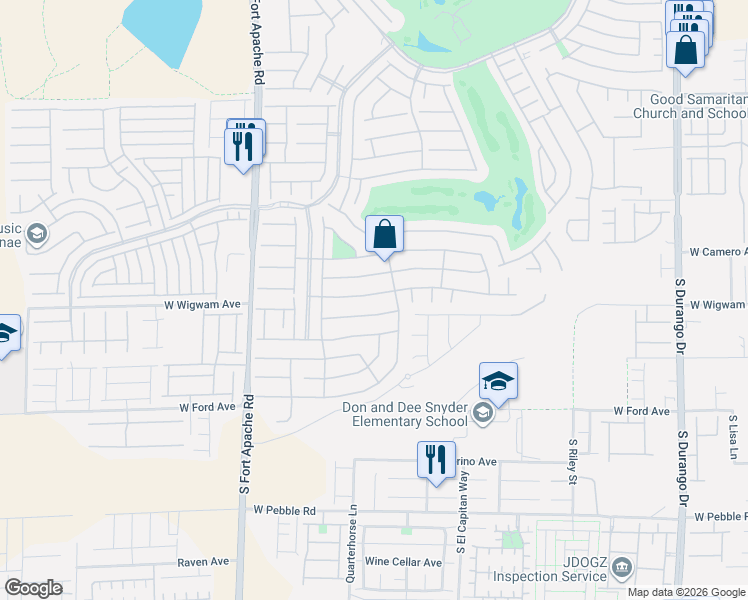 map of restaurants, bars, coffee shops, grocery stores, and more near 155 White Mule Avenue in Las Vegas