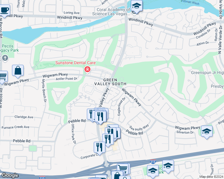map of restaurants, bars, coffee shops, grocery stores, and more near 2184 Norwegian Wood Lane in Henderson