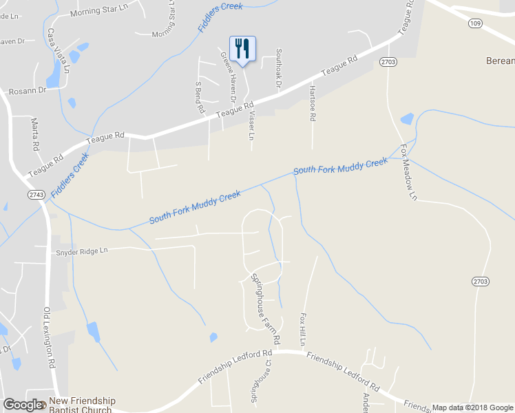 map of restaurants, bars, coffee shops, grocery stores, and more near 5256 Springhouse Farm Road in Winston-Salem