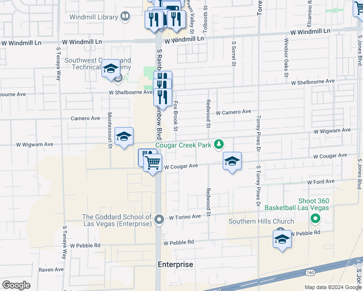 map of restaurants, bars, coffee shops, grocery stores, and more near 6794 Medovina Court in Las Vegas