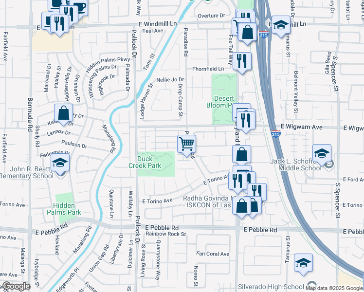 map of restaurants, bars, coffee shops, grocery stores, and more near 986 Park Walk Avenue in Las Vegas