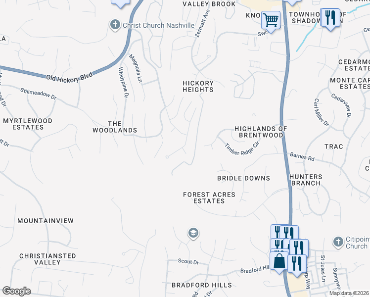 map of restaurants, bars, coffee shops, grocery stores, and more near 1644 Boxwood Drive in Nashville