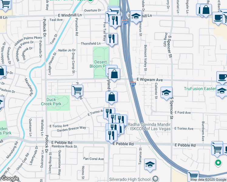 map of restaurants, bars, coffee shops, grocery stores, and more near 8540 South Maryland Parkway in Las Vegas