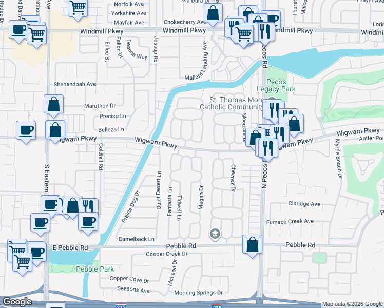 map of restaurants, bars, coffee shops, grocery stores, and more near 129 Carriage Way West in Henderson