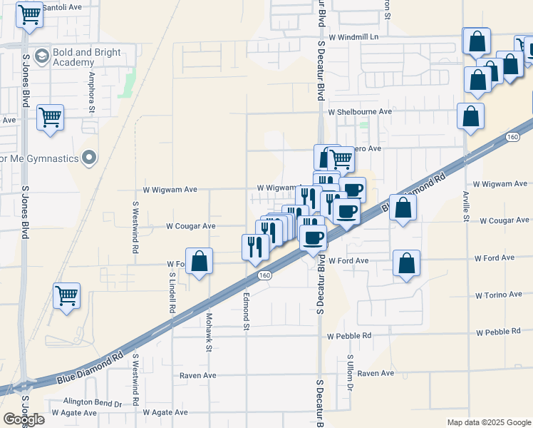 map of restaurants, bars, coffee shops, grocery stores, and more near 8571 Nature Scene Drive in Las Vegas