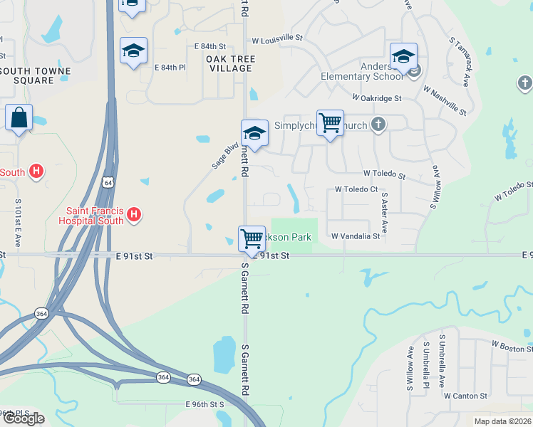 map of restaurants, bars, coffee shops, grocery stores, and more near 4720 West Urbana Street in Broken Arrow