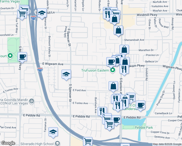 map of restaurants, bars, coffee shops, grocery stores, and more near 2061 Zicker Avenue in Las Vegas