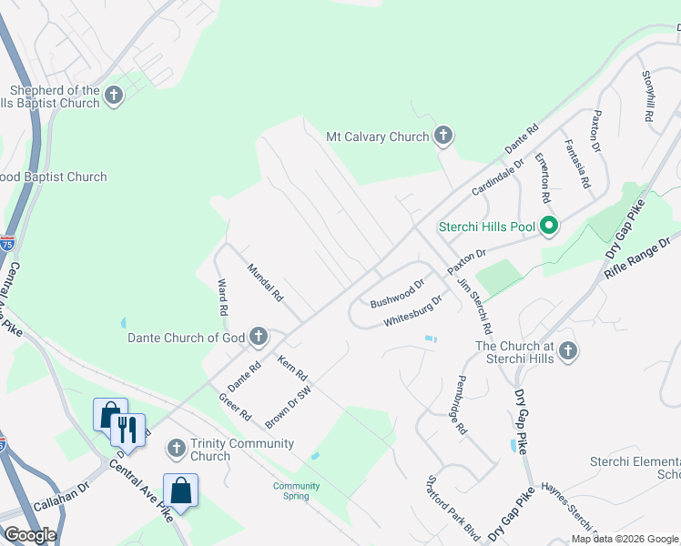 map of restaurants, bars, coffee shops, grocery stores, and more near 6819 Harvest Grove Lane in Knoxville