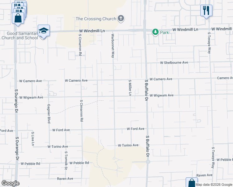 map of restaurants, bars, coffee shops, grocery stores, and more near 8480 Warbonnet Way in Las Vegas